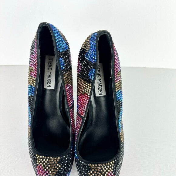 Steve Madden Dyvinal Multi-Colored Rhinestone Platform Heels Glitz Size 7.5 - Picture 6 of 7